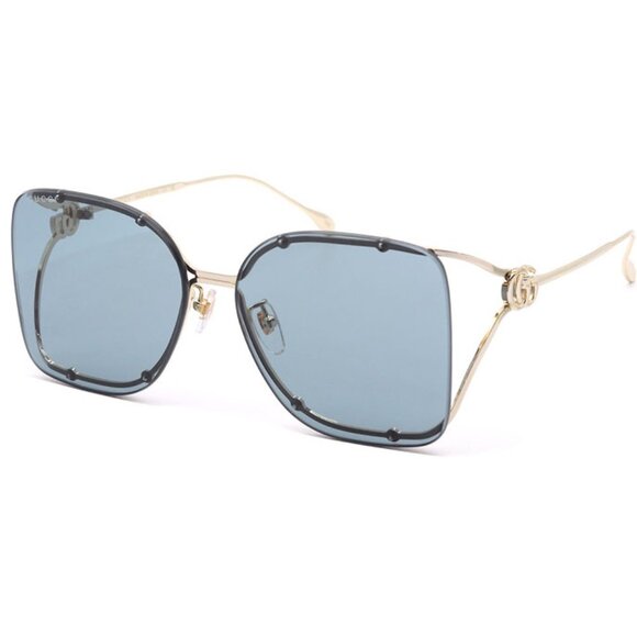 NWT GUCCI SUNGLASSES, WOMEN BLUE GOLD WOMEN EYEWEAR GUCCI - Picture 1 of 3